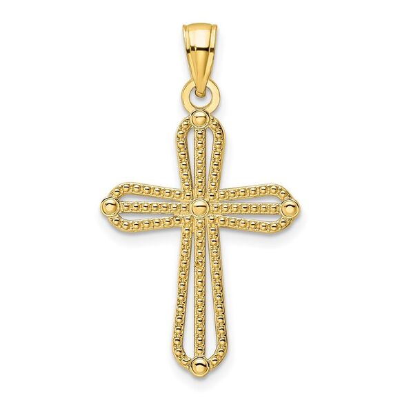14k Yellow Gold Beaded Cross Pendant,All Products : American Fashion Style Bags On Sale